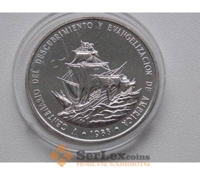 Монета Доминиканская республика 1 песо 1988 КМ66 Корабль арт. С00833