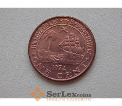 Монета Либерия 1 цент 1971 КМ13 Корабль XF арт. С00873