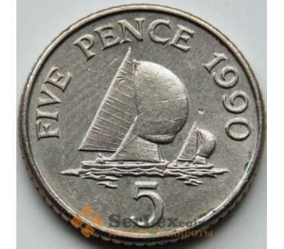 Монета Гернси 5 пенсов 1990 КМ42-2 Корабль арт. С00877