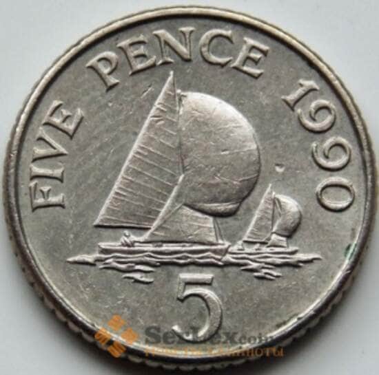 Гернси 5 пенсов 1990 КМ42-2 Корабль арт. С00877