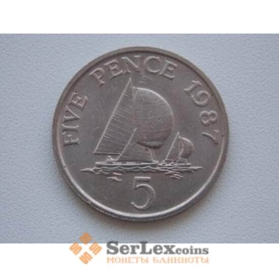 Гернси 5 пенсов 1987 КМ42-1 Корабль арт. С00878
