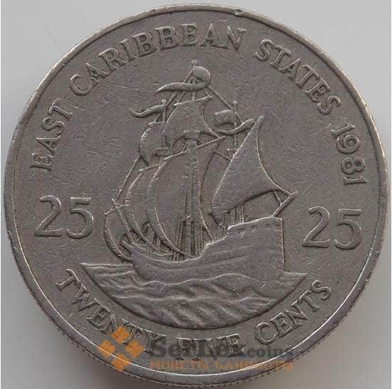 Восточно-Карибские острова 25 центов 1981-2000 КМ14 VF арт. С00881