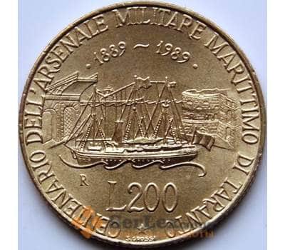 Монета Италия 200 лир 1989 КМ130 UNC Корабль арт. С00891