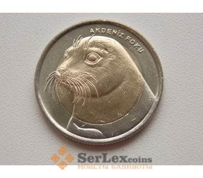 Монета Турция 1 лира 2013 Журавль и  Тюлень 2шт. UNC Фауна арт. С00464