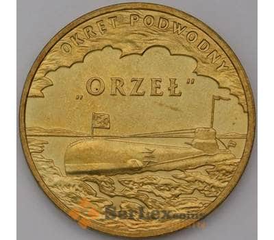 Монета Польша 2 злотых 2012 Y837 Подводная лодка "Орел" арт. С01316