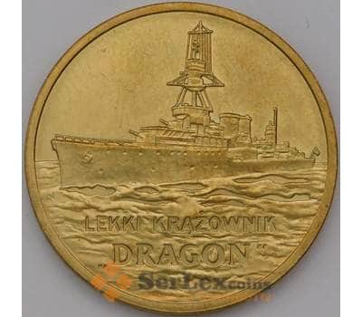 Монета Польша 2 злотых 2012 Y841 Легкий крейсер "Дракон"  арт. С01312