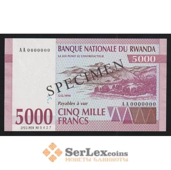 Руанда 5000 франков 1994 Р25s UNC образец арт. 55407