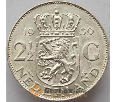 Монета Нидерланды 2 1/2 гульден 1959 КМ185 aUNC Серебро (J05.19)  арт. 15093