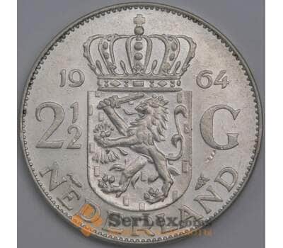 Монета Нидерланды 2 1/2 гульдена 1964 КМ185 AU арт. 15094