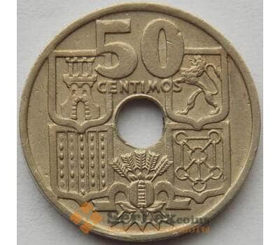 Монета Испания 25 сентимо 1949 КМ776 aUNC Стрелы вниз (J05.19) арт. 15198