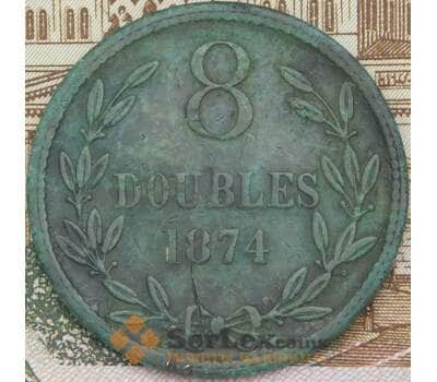 Монета Гернси 8 дублей 1874 КМ7 VF арт. 38742