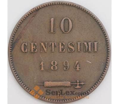 Сан-Марино монета 10 чентезимо 1894 КМ2 VF арт. 47354