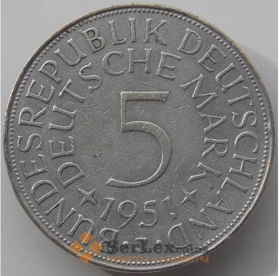 Германия монета 5 марок 1951 J КМ112 VF арт. 11647