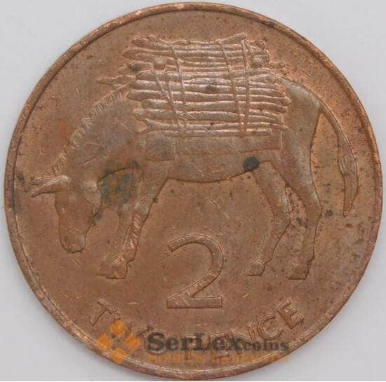 Остров Святой Елены монета 2 пенса 1991 КМ12 AU. Пятно арт. 44666