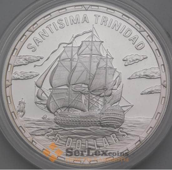 Соломоновы острова 25 долларов 2005 Proof корабль Сантисима Тринидад арт. 28619