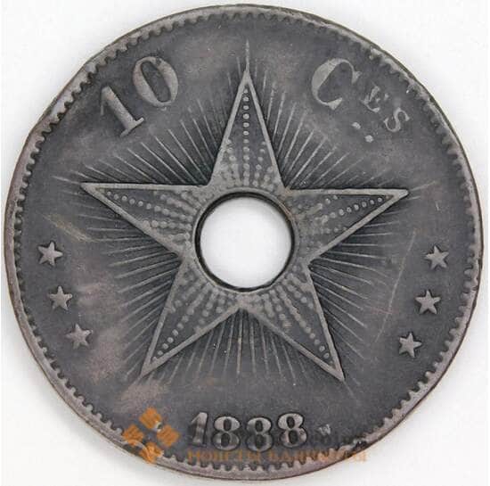 Конго Свободное Государство 10 сантимов 1888 КМ4 VF арт. 54807