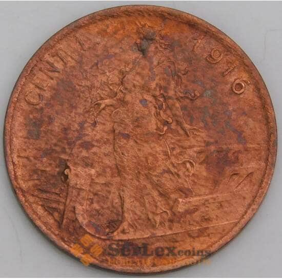 Италия монета 1 чентезимо 1916 КМ40 VF арт. 41752