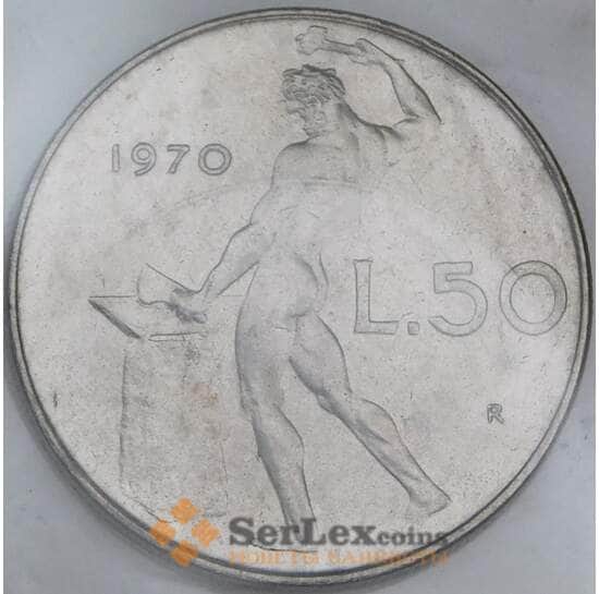 Италия 50 лир 1970 КМ95.1 UNC запайка арт. 55330 Италия 50 лир 1970 КМ95.1 UNC запайка арт. 55330