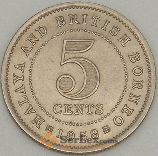 Малайя и Британское Борнео 5 центов 1958 КМ1 UNC (J05.19) арт. 18185