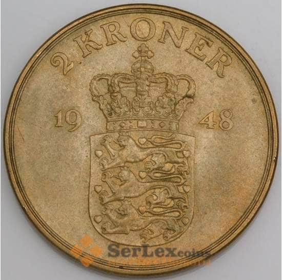 Дания монета 2 кроны 1948 КМ838 aUNC арт. 47163