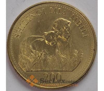 Монета Танзания 200 шиллингов 1998 КМ34 UNC Лев Фауна (J05.19) арт. 17759