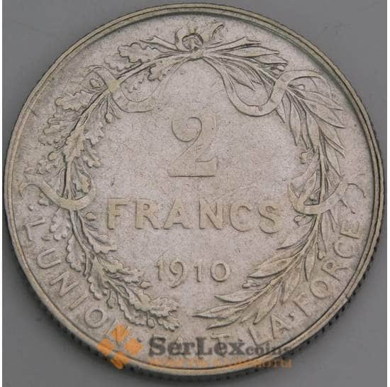 Бельгия 2 франка 1910 КМ74 VF  арт. 46651
