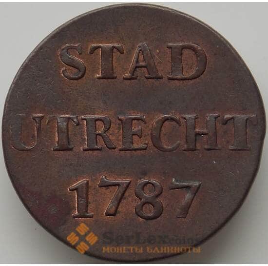 Нидерланды Утрехт 1 дьюит 1787 КМ91 AU арт. 12119