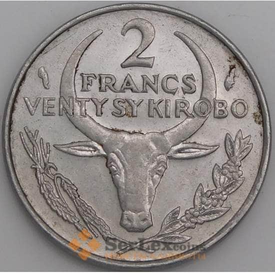 Мадагаскар монета 2 франка 1988 КМ9 aUNC арт. 45106