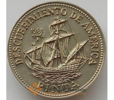 Монета Куба 1 песо 1981 КМ67 UNC Корабль Пинта арт. 14249