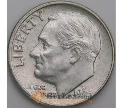 Монета США дайм 10 центов 1964 D КМ195 XF арт. 11782
