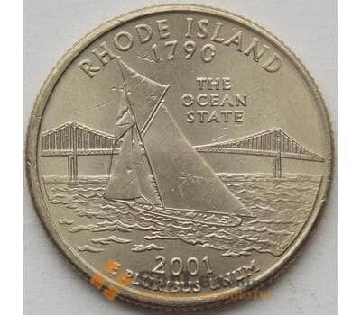 Монета США 25 центов 2001 P КМ320 aUNC Род Айленд (J05.19) арт. 15822