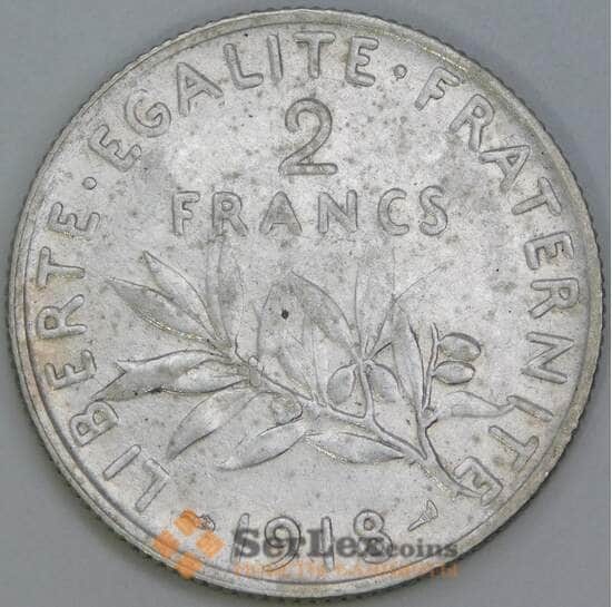 Франция 2 франка 1918 КМ845 VF арт. 56986