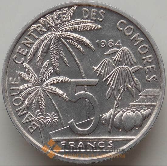 Коморские острова 5 франков 1984 КМ15 UNC арт. 12588 Коморские острова 5 франков 1984 КМ15 UNC арт. 12588