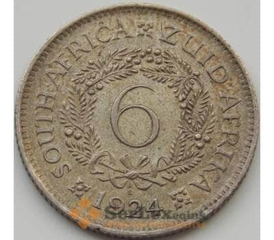 Монета Южная Африка ЮАР 6 пенсов 1924 КМ16а VF арт. 7808