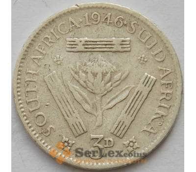 Монета Южная Африка ЮАР 3 пенса 1946 КМ26 VF Серебро (J05.19) арт. 17044