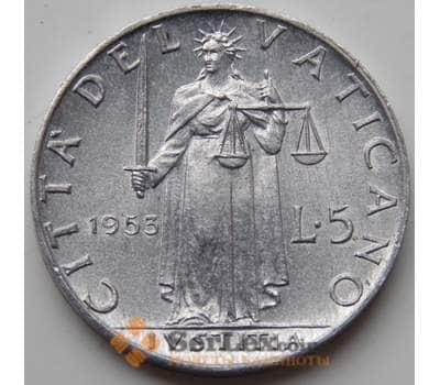 Монета Ватикан 5 лир 1951-1958 КМ51.1 XF-AU арт. 7248