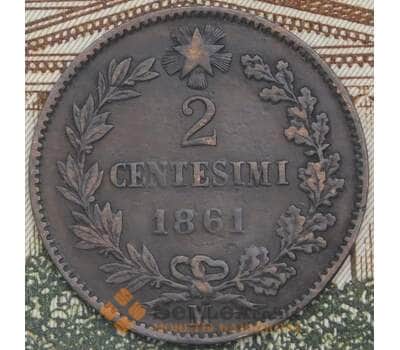 Монета Италия 2 чентезимо 1861 М КМ2 VF+ арт. 38874