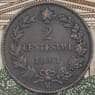 Италия 2 чентезимо 1861 М КМ2 VF+ арт. 38874