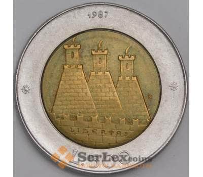 Сан-Марино 500 лир 1987 КМ209 XF 15 лет возобновлению чеканке монет арт. 41568
