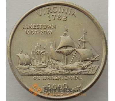 Монета США 25 центов 2000 P КМ309 aUNC Виргиния арт. 15435