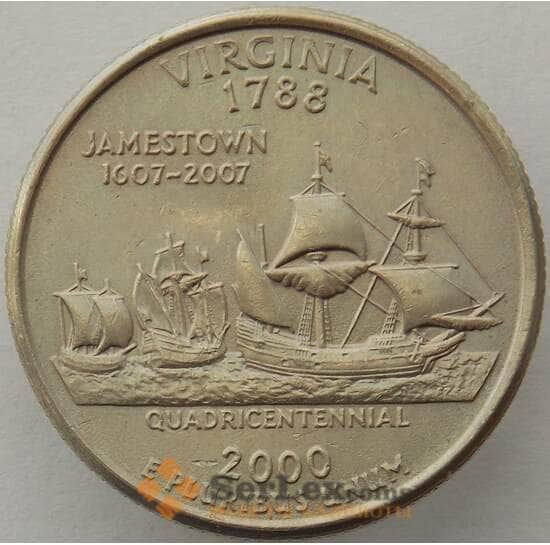 США 25 центов 2000 P КМ309 aUNC Виргиния арт. 15435