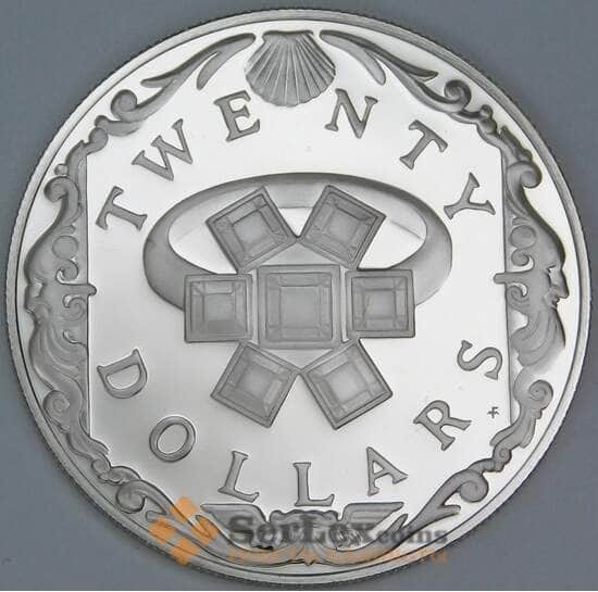 Британские Виргинские острова 20 долларов 1985 КМ51 Proof Кольцо с изумрудом арт. 57143