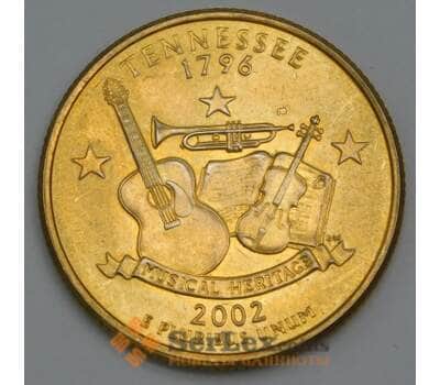 Монета США 25 центов 2002 D КМ331 UNC Теннесси позолота арт. 39042