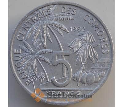 Монета Коморские острова 5 франков 1984 КМ15 UNC Рыба арт. 14286