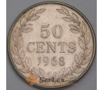 Либерия монета 50 центов 1968 КМ17а.2 XF арт. 42734