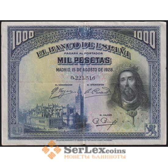 Испания банкнота 1000 песет 1928 Р78 VF арт. 48485