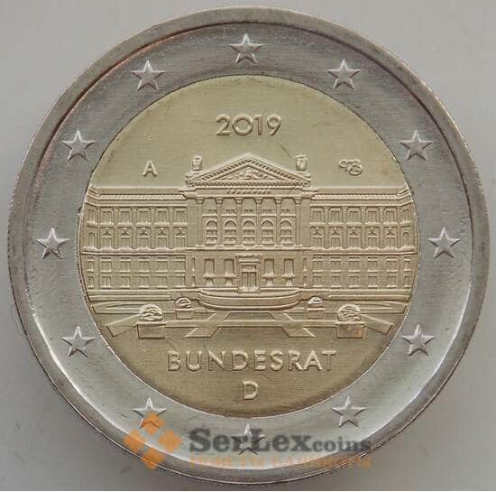 Германия 2 евро 2019 UNC 70 лет Бундесрату Двор D арт. 13972