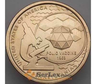 Монета США 1 доллар 2019 UNC Р Инновации №3 Вакцина против полиомиелита  арт. 18661