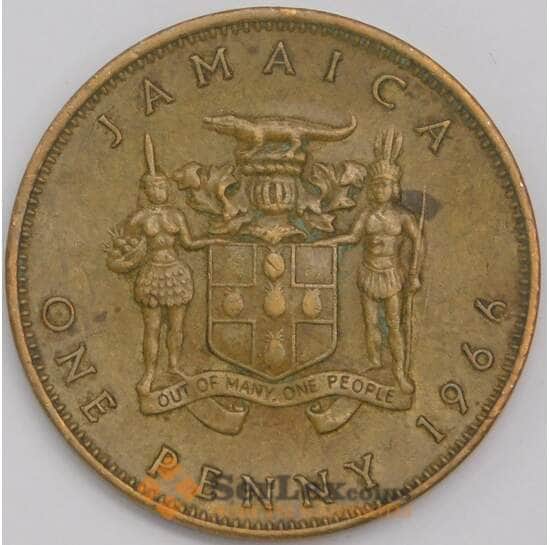 Ямайка монета 1 пенни 1966 КМ39 XF арт. 41897
