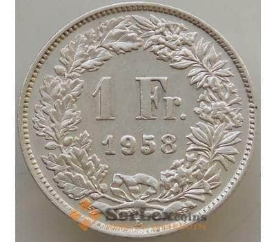 Монета Швейцария 1 франк 1958 КМ24 XF арт. 13174